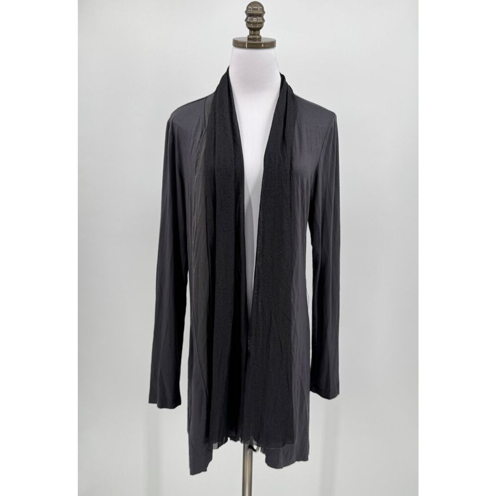 Komarov Womens Gray Knit Draped Front Open Long Cardigan Sz XL